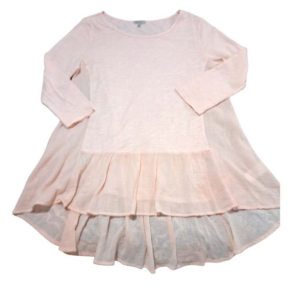 Mododoc‎ Gauzy Lightweight Women's size Medium Hi-low Ruffle Preppy Casual Tunic